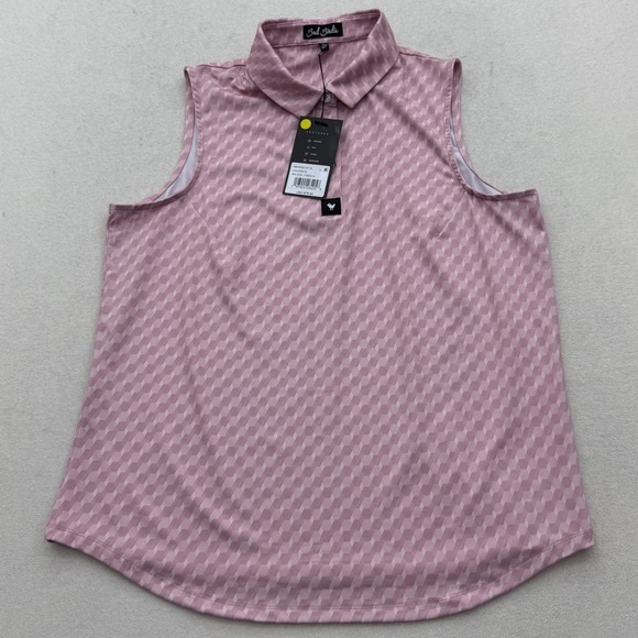 Bad Birdie Core Polo SL Women L Geo Chip Petaluma Sleeveless Golf Shirt Tank - Picture 2 of 4